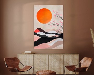 Soleil couchant sur des collines douces sur Poster Art Shop