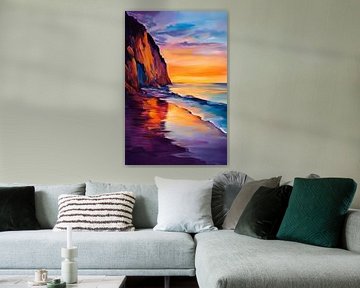 Avondstemming op het strand - Kleurrijke reflecties van Poster Art Shop
