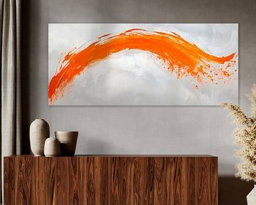 Abstracted orange wave on grey - Dynamic by Poster Art Shop