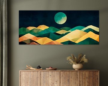 Abstract mountain landscape at night by Poster Art Shop