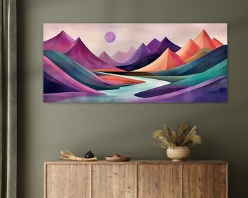 Abstract berglandschap met rivier van Poster Art Shop