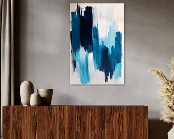 Abstracte blauwe tinten - Dynamisch kleurenspel van Poster Art Shop