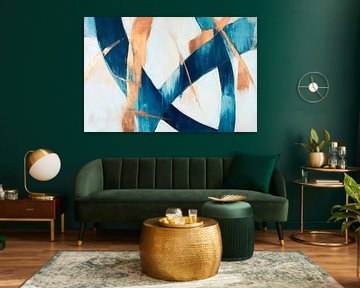 Abstracte compositie van blauw en goud van Poster Art Shop