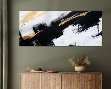 Abstrakte Eleganz in Schwarz-Gold-Weiß von Poster Art Shop