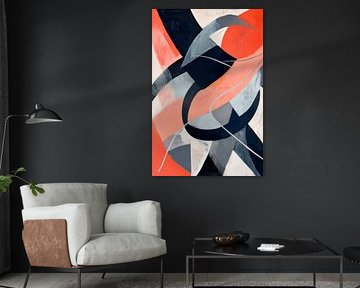 Abstrakte Farbenspiele in Rot und Blau von Poster Art Shop