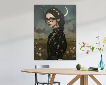Midnight Bloom Vision van Abstract Schilderij