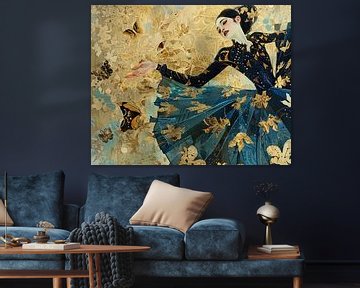 Vlinders | Golden Flutter Glam van Abstract Schilderij