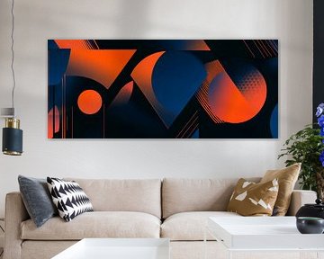 Abstract shapes in orange and blue by Poster Art Shop