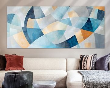 Abstrakte Geometrie in Blau und Beige von Poster Art Shop