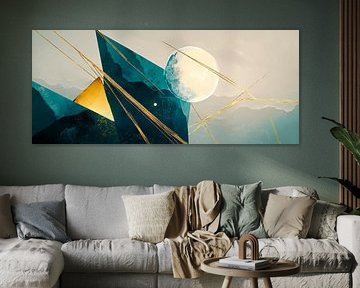 Abstract geometry with moon and pyramid by Poster Art Shop