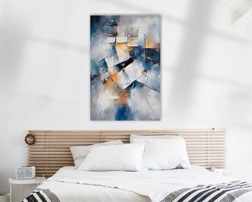 Composition abstraite en bleu et or sur Poster Art Shop