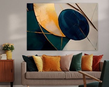 Abstract composition with gold and blue by Poster Art Shop