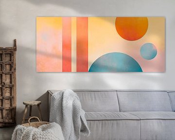 Abstracte compositie met cirkels en strepen van Poster Art Shop