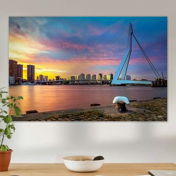 Erasmusbrug tijdens zonsondergang van Prachtig Rotterdam