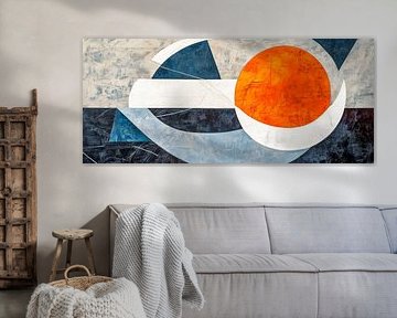 Abstrakte Komposition mit Orange und Blau von Poster Art Shop