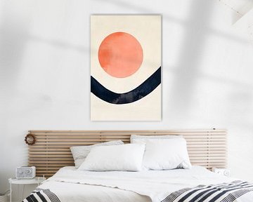 Abstracte compositie met rode zon van Poster Art Shop