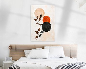 Abstract circles with leaves - warm tones by Poster Art Shop