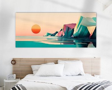 Paysage côtier abstrait au coucher du soleil sur Poster Art Shop