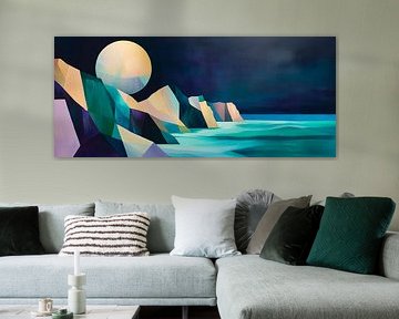 Paysage côtier abstrait de nuit sur Poster Art Shop