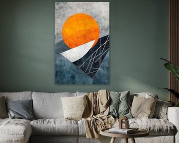 Abstract landscape with sun and lines by Poster Art Shop