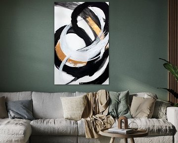Abstract line art in black and gold by Poster Art Shop