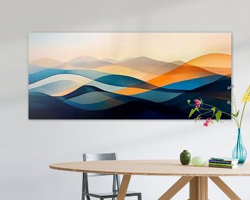 Abstract wave landscape in blue-orange by Poster Art Shop