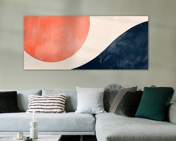 Abstract waves with red dot by Poster Art Shop