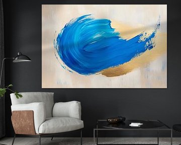 Vague abstraite en bleu et or sur Poster Art Shop