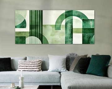 Abstract geometric shapes in green by Poster Art Shop