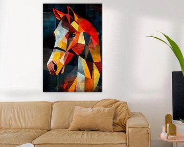 Abstract horse portrait in a blaze of colour by Poster Art Shop