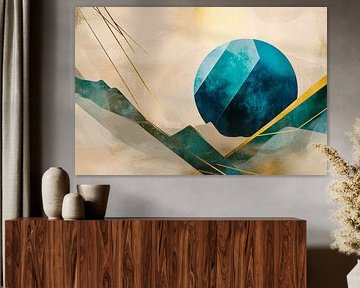 Abstract blue-green circle with lines by Poster Art Shop