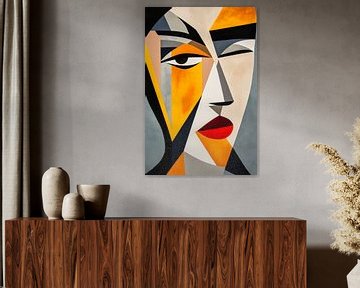 Abstract portret met felle kleuren van Poster Art Shop