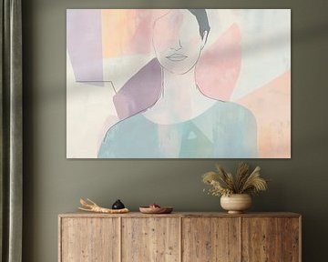 Abstract portrait of a woman in pastel colours by Poster Art Shop