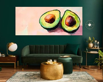 Avocados auf Pastell – Farbenfrohe Klarheit von Poster Art Shop