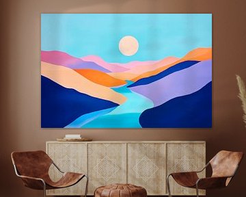 Berglandschap in een spel van kleuren - Abstract van Poster Art Shop