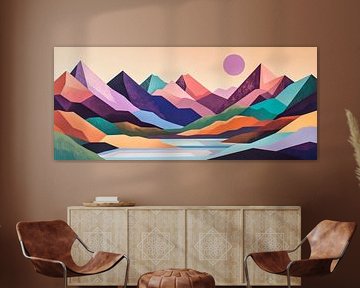 Mountain landscape in bright colours - Abstract by Poster Art Shop