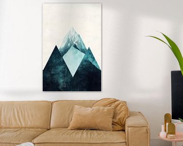 Berglandschap in zachte blauwe tinten van Poster Art Shop