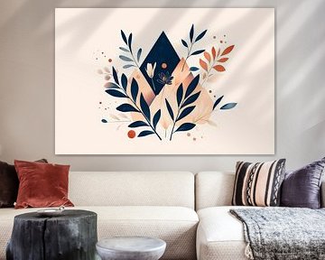 Mountain landscape with plant motifs - Modern by Poster Art Shop