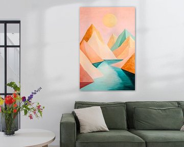 Berglandschap in zachte pastelkleuren van Poster Art Shop