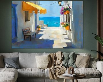 Route côtière bleue fleurie sur Poster Art Shop