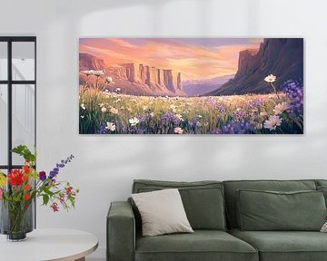 Bloeiende weide in het avondlicht - Landschap van Poster Art Shop