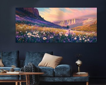 Blooming meadow in the warm evening light by Poster Art Shop