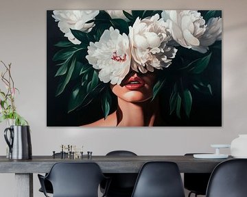 Bloeiend portret met pioenen van Poster Art Shop