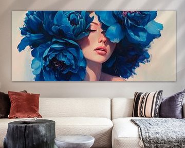 Blumenkrone in Blau – Verträumte Schönheit von Poster Art Shop