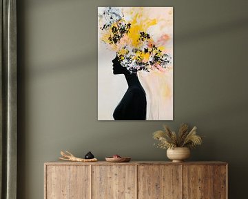 Flower crown in the play of colours of the silhouette by Poster Art Shop