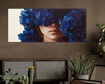 Portrait enveloppé de fleurs - Mystique et bleu sur Poster Art Shop