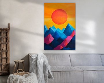 Colourful glowing mountains with sunset by Poster Art Shop