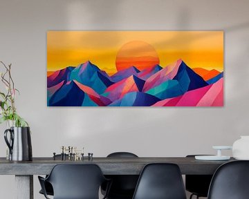 Kleurrijk berglandschap bij zonsopgang van Poster Art Shop