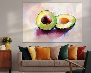 Colourful avocado halves - abstract art by Poster Art Shop