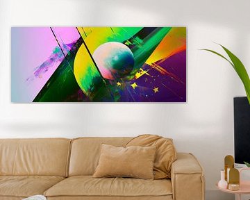 Colourful abstraction with Planet - creative art by Poster Art Shop